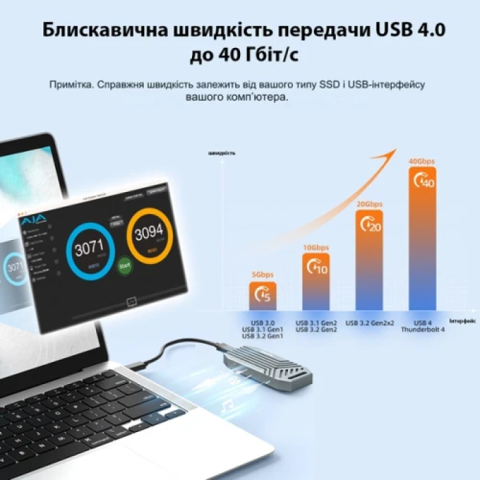 Зовнішній корпус для SSD M.2 Maiwo K1695 USB Type-C 4.0