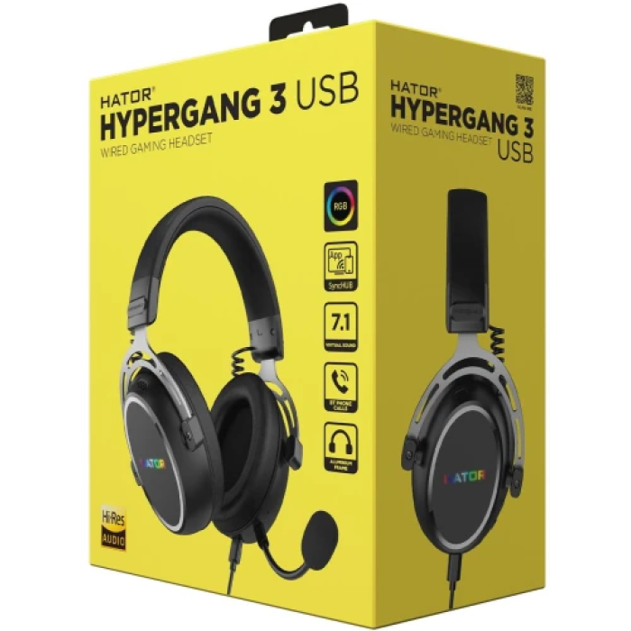 Ігрова гарнітура HATOR Hypergang 3 USB Black з RGB