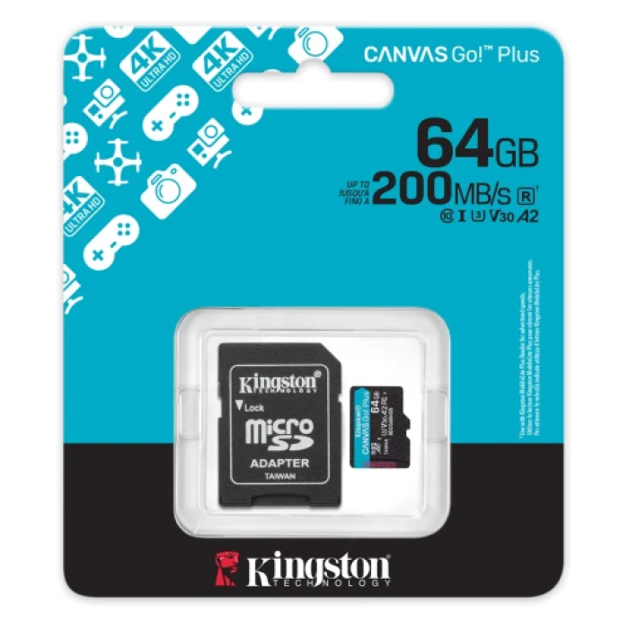Карта пам’яті Kingston Canvas Go! Plus microSDXC 64 ГБ