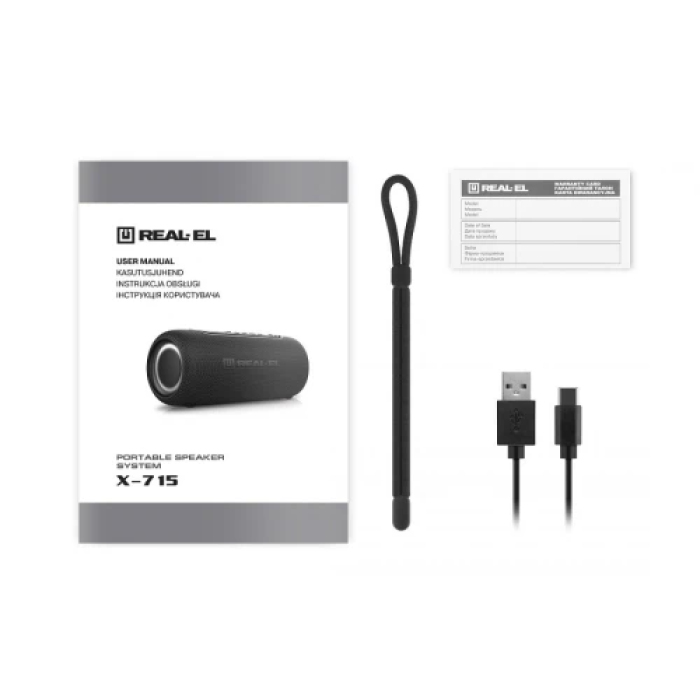 Портативна Bluetooth-колонка REAL-EL X-715 чорного кольору