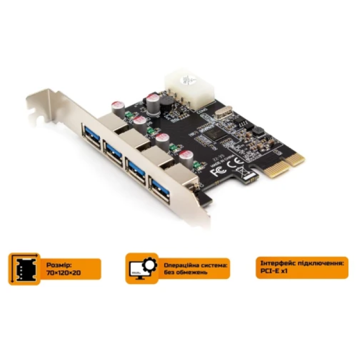 Плата розширення PCI-E USB-контролер Frime на 4 порти USB 3.0