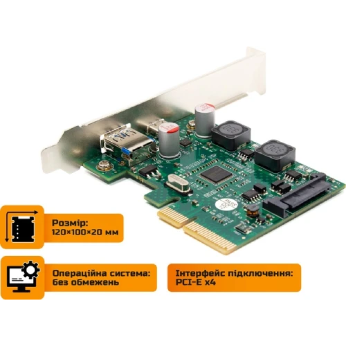 Плата розширення PCI-E Frime з USB 3.2 та Type-C