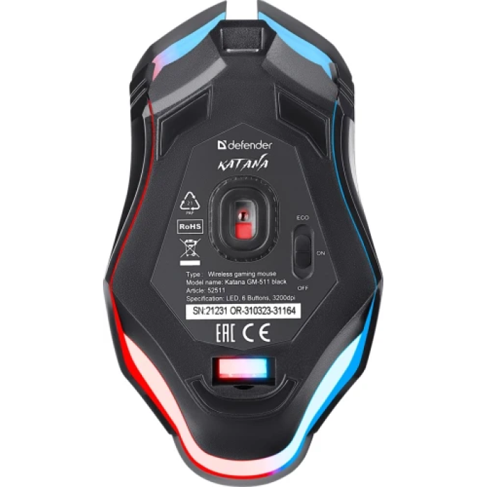 Бездротова ігрова миша Defender Katana GM-511 з RGB-підсвічуванням
