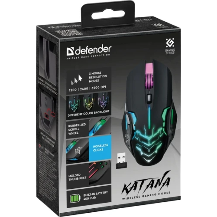 Бездротова ігрова миша Defender Katana GM-511 з RGB-підсвічуванням
