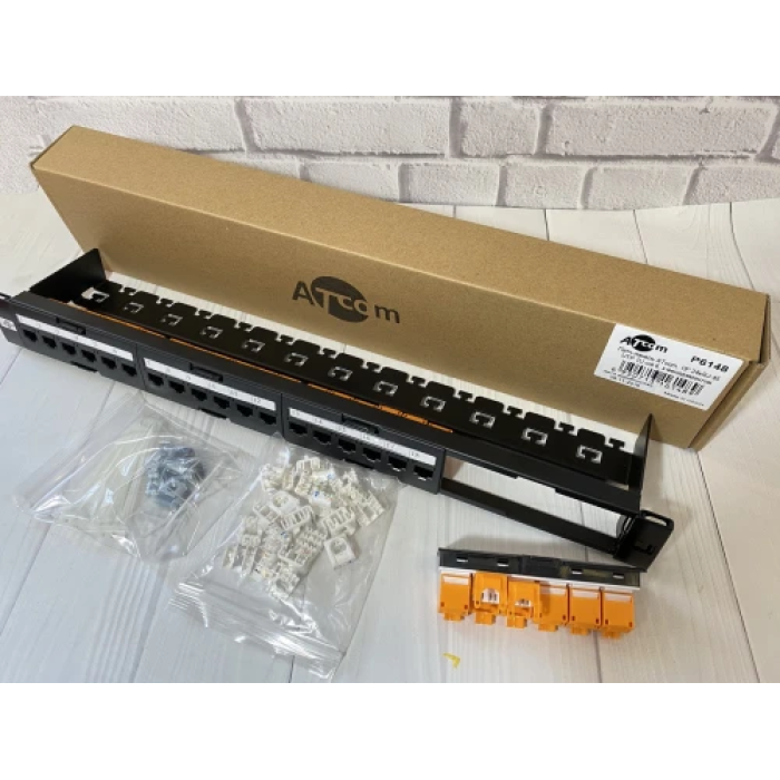 Патч-панель Atcom Cat.6 на 24 порти для стійки 19"