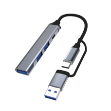Хаб USB (концентратор USB) Dynamode DM-UH-314AC Type-C / USB 3.0, сріблястий
