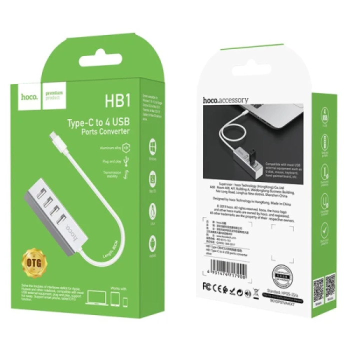 USB-хаб HOCO HB1 із чотирма портами USB 2.0