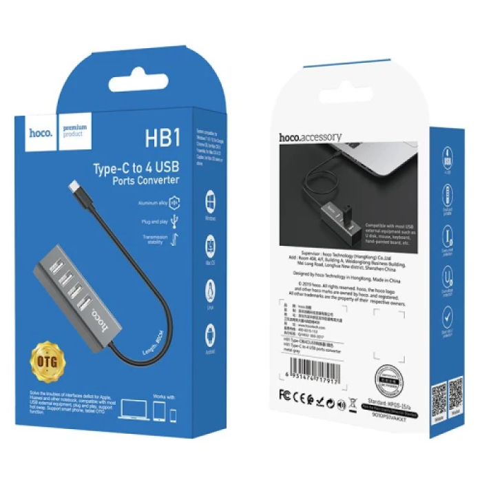USB-концентратор Hoco HB1 на 4 порти USB 2.0