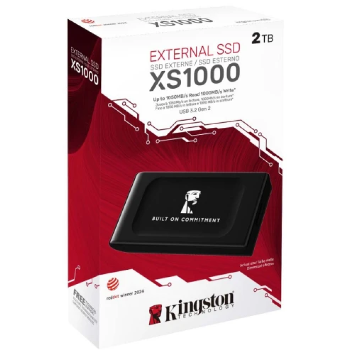 Зовнішній SSD Kingston XS1000, 2 ТБ у чорному корпусі