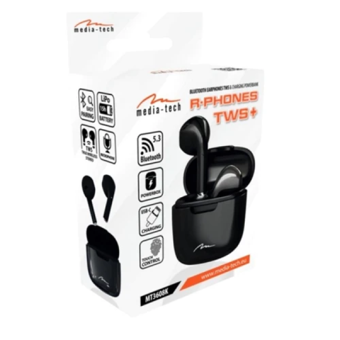 Бездротові TWS-навушники Media-Tech R-PHONES TWS чорного кольору