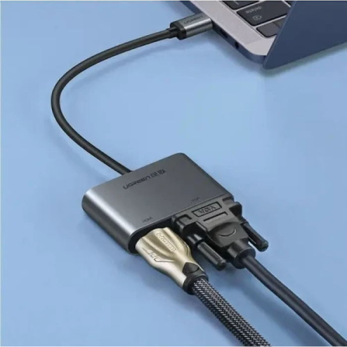 USB-хаб Ugreen CM162 з HDMI 4K, VGA та PD 100 Вт