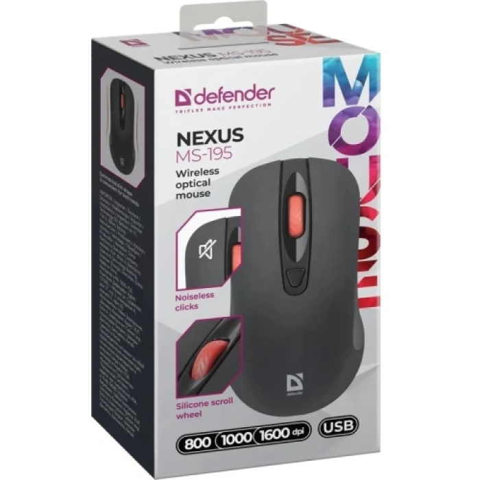Бездротова оптична миша Defender Nexus MS-195, Black