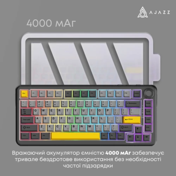 Механічна бездротова клавіатура Ajazz AK820 MAX Plus RGB на 81 клавішу