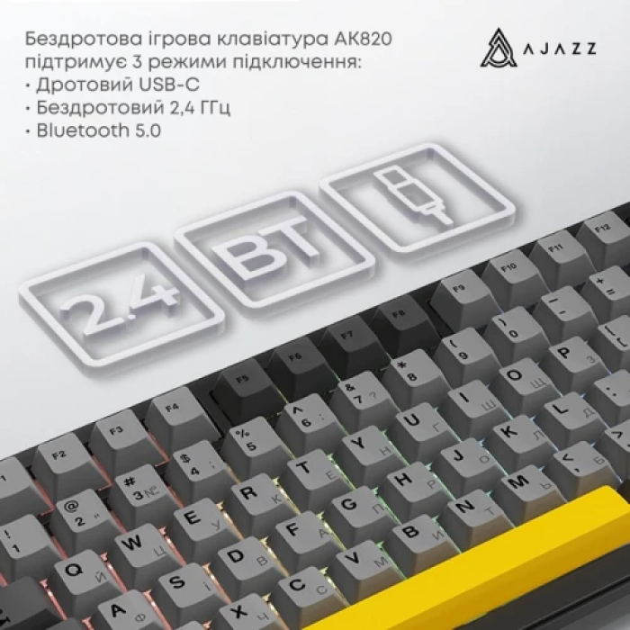 Механічна бездротова клавіатура Ajazz AK820 MAX Plus RGB на 81 клавішу