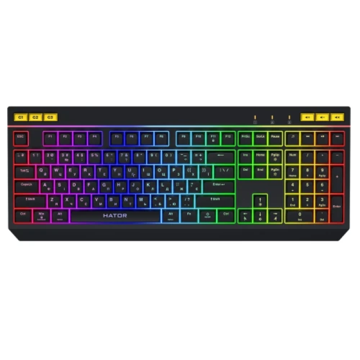 Ігрова клавіатура Hator Icefall RGB, чорна, 8 зон
