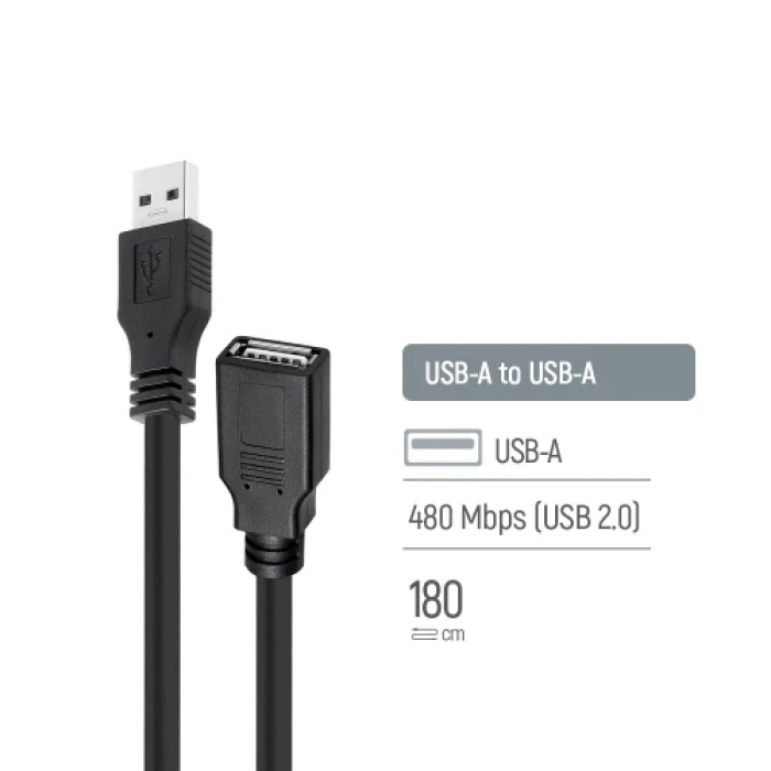 Кабель-подовжувач USB 2.0 ColorWay 1,8 м, чорний