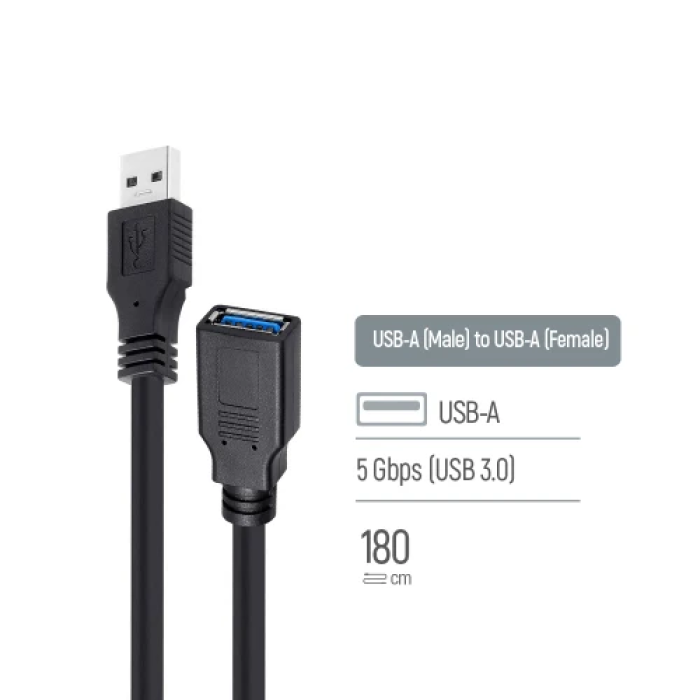 USB 3.0 подовжувач ColorWay AM–AF, 1,8 м, чорний