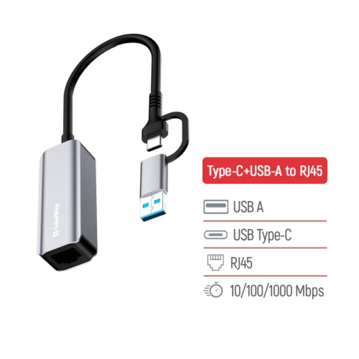 Мережевий USB Ethernet адаптер ColorWay CW-AD-CRG, сірий