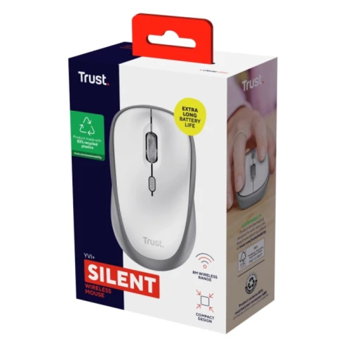 Біла бездротова оптична миша Trust Yvi+ Silent