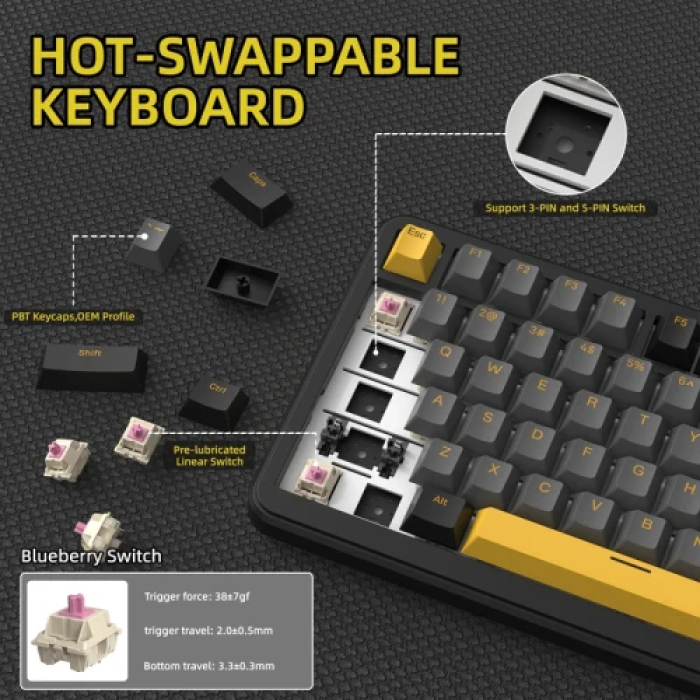 Бездротова механічна клавіатура Attack Shark X85 Pro Starry Black на 81 клавішу