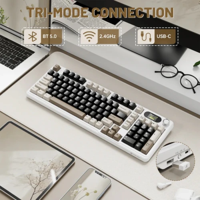 Бездротова механічна клавіатура Attack Shark X98 Pro Cheese White