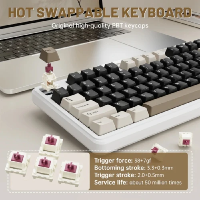 Бездротова механічна клавіатура Attack Shark X98 Pro Cheese White