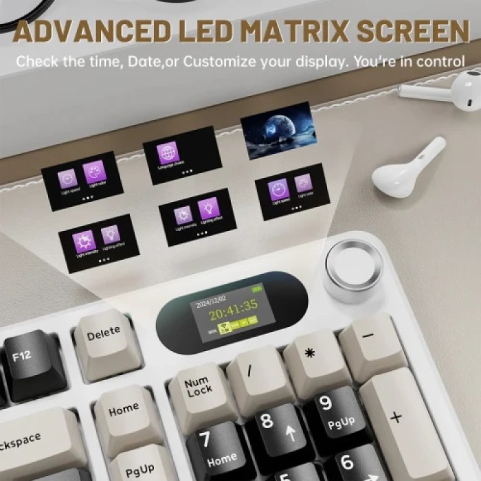 Бездротова механічна клавіатура Attack Shark X98 Pro Cheese White