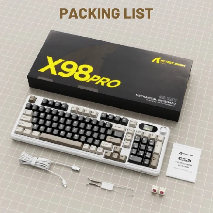 Бездротова механічна клавіатура Attack Shark X98 Pro Cheese White