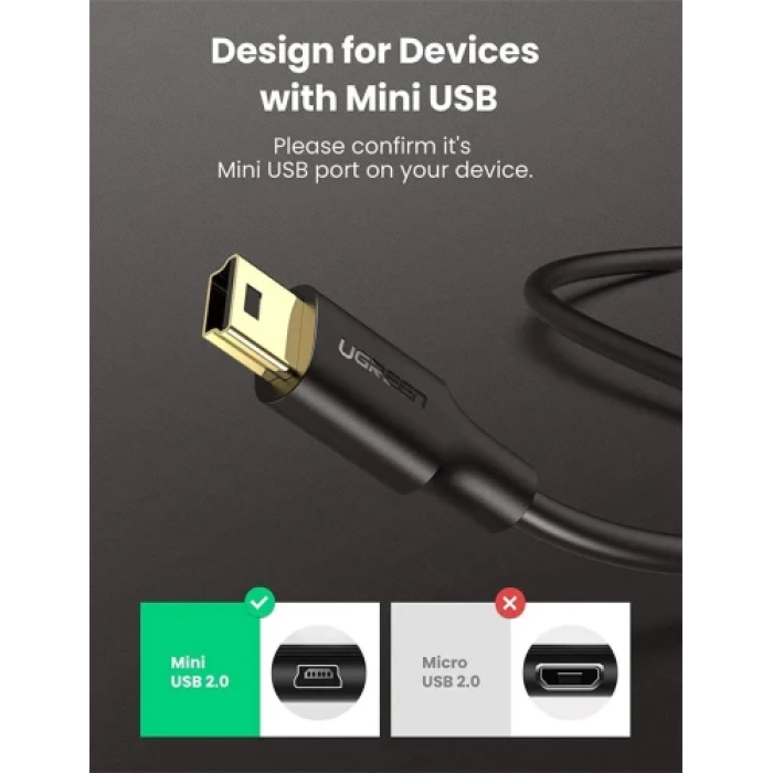 Кабель USB—miniUSB Ugreen US132 0,5 м для синхронізації