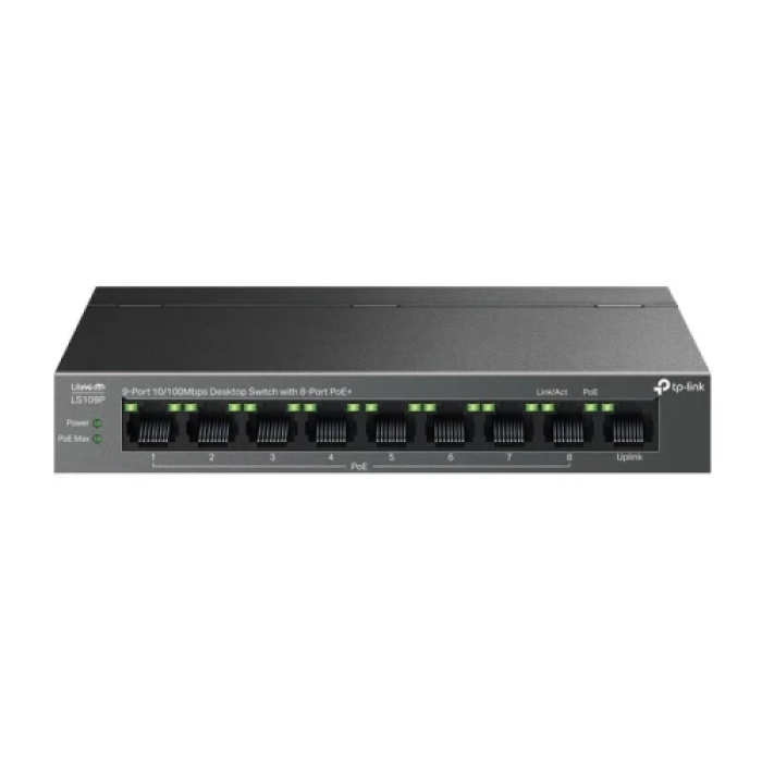 Мережевий комутатор TP-Link LiteWave LS109P на 9 портів PoE+