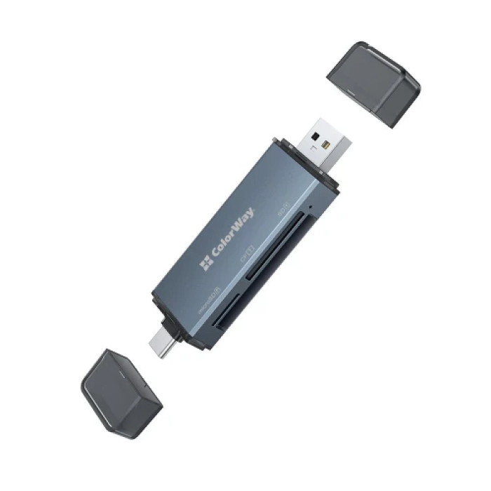 Зовнішній кардридер ColorWay CW-CR-01 з USB та Type-C 3.0