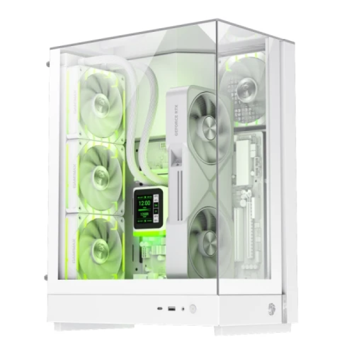 Корпус GameMax T20 White для Micro ATX/Mini ITX зі скляною панеллю та 2 ARGB-вентиляторами
