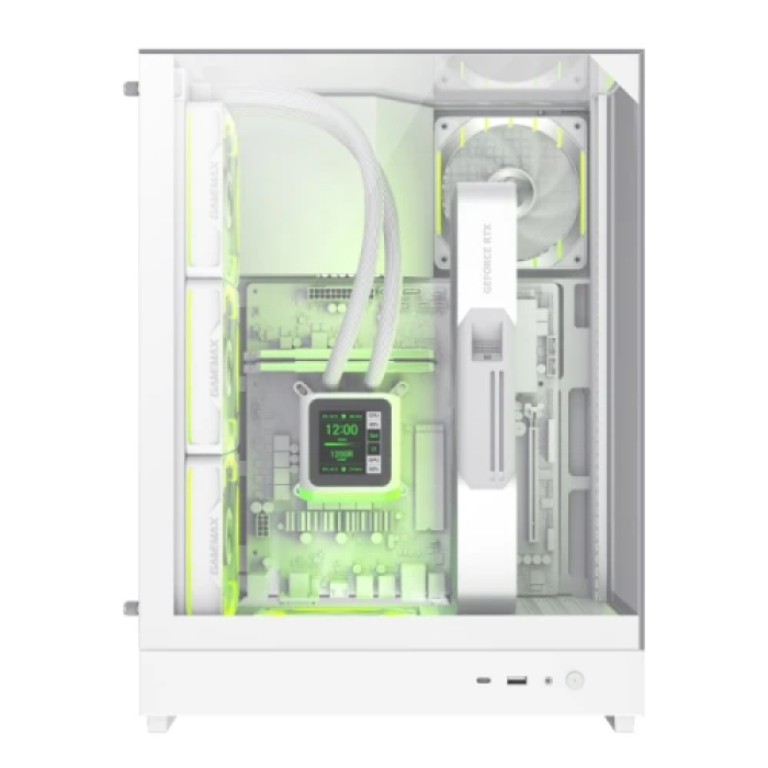 Корпус GameMax T20 White для Micro ATX/Mini ITX зі скляною панеллю та 2 ARGB-вентиляторами