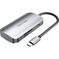 Хаб USB (USB-розгалужувач) Vention TNHHB Type-C 3.2, 6-в-1, сірий