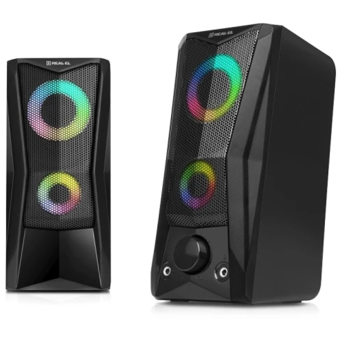 Комп’ютерні колонки REAL-EL S-107 чорні з RGB-підсвічуванням