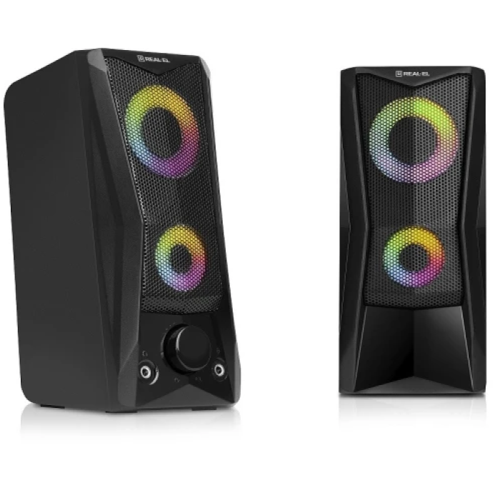 Комп’ютерні колонки REAL-EL S-107 чорні з RGB-підсвічуванням