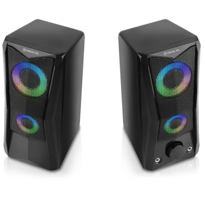 Комп’ютерні колонки REAL-EL S-107 чорні з RGB-підсвічуванням