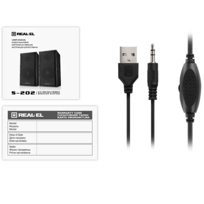 Комп'ютерні стереоколонки REAL-EL S-202 із USB та mini-jack