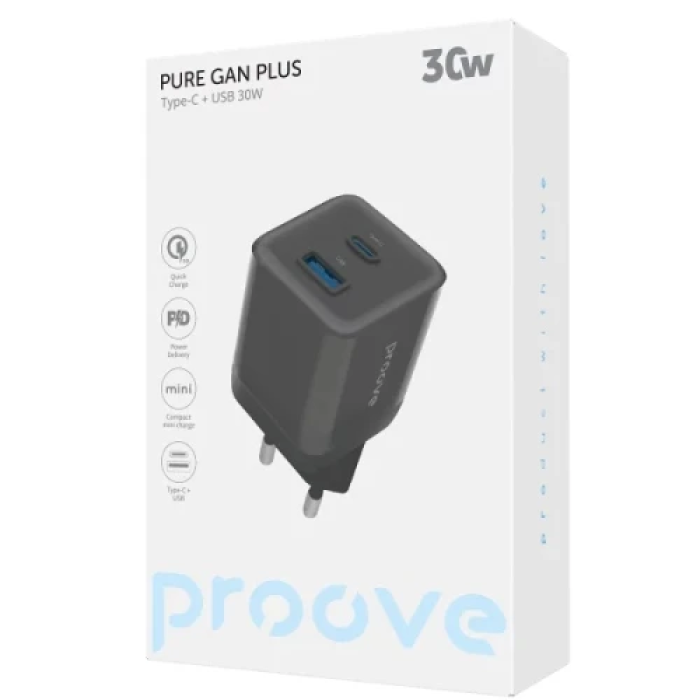 Мережевий зарядний пристрій Proove Pure GaN Plus на 30 Вт