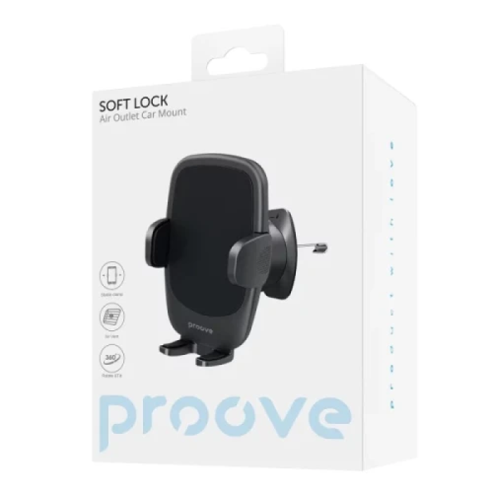 Автотримач Proove Soft Lock для телефона, чорний, 4,7–6,9″