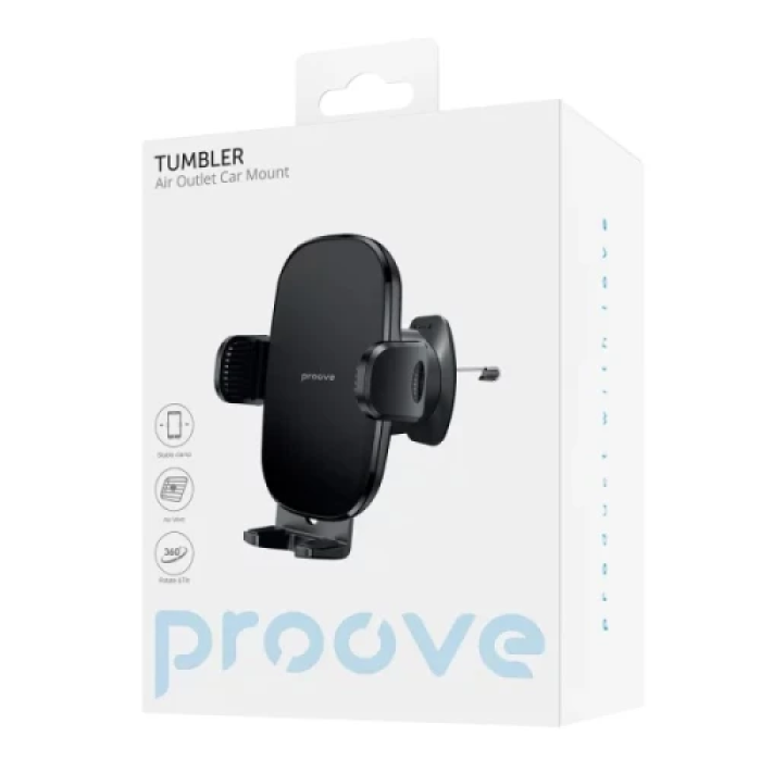 Автотримач Proove Tumbler для смартфона, чорний, 4,7–6,9″