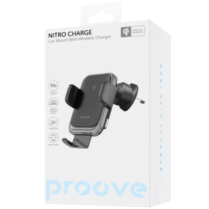 Автотримач Proove Nitro Charge для телефона із зарядкою Qi 15 Вт