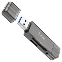 Кардридер для карт пам’яті (зчитувач карт) Hoco HB39 Type-C / USB 3.0, чорний