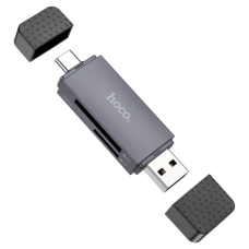 Кардридер USB (зчитувач карт пам’яті) HOCO HB45 "Spirit" Metal Grey, Type-C / USB 2.0