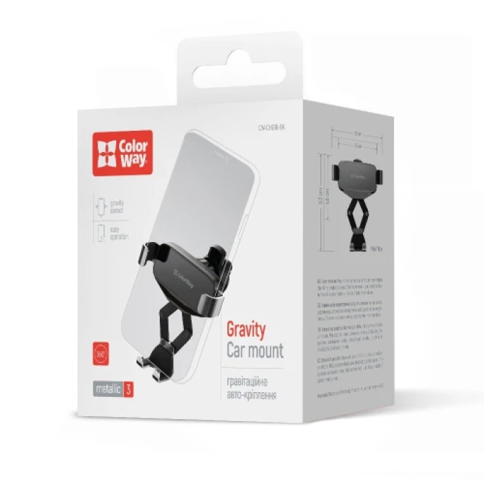 Автотримач ColorWay Gravity Mechanical для смартфона до 7 дюймів