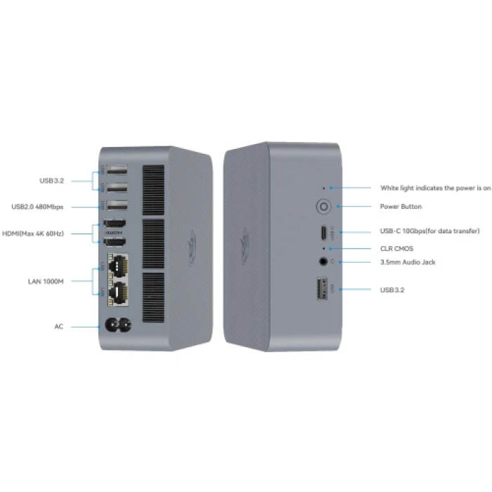 Міні-ПК Beelink EQi12 Milky Grey з 16 ГБ ОЗП і SSD 500 ГБ