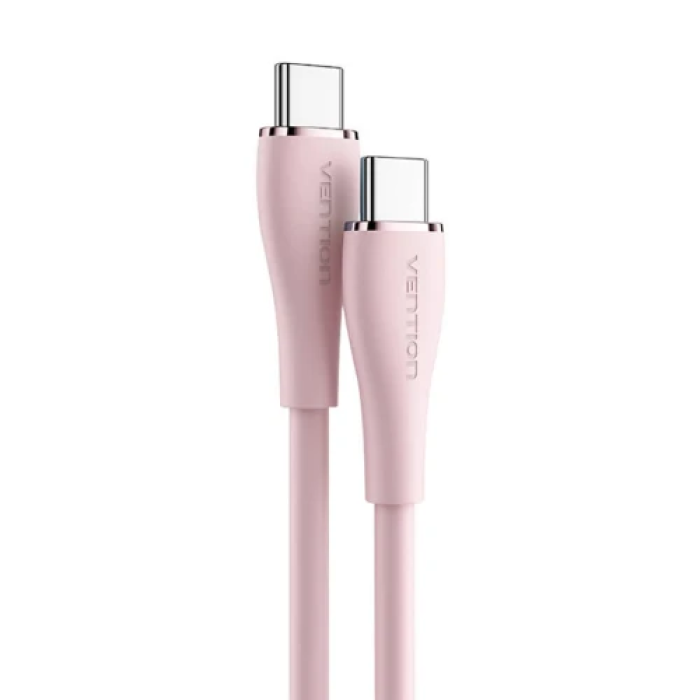 Кабель USB-C — USB-C Vention 1,5 м, 100 Вт, рожевий