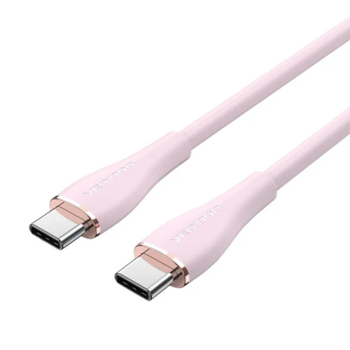 Кабель USB-C — USB-C Vention 1,5 м, 100 Вт, рожевий