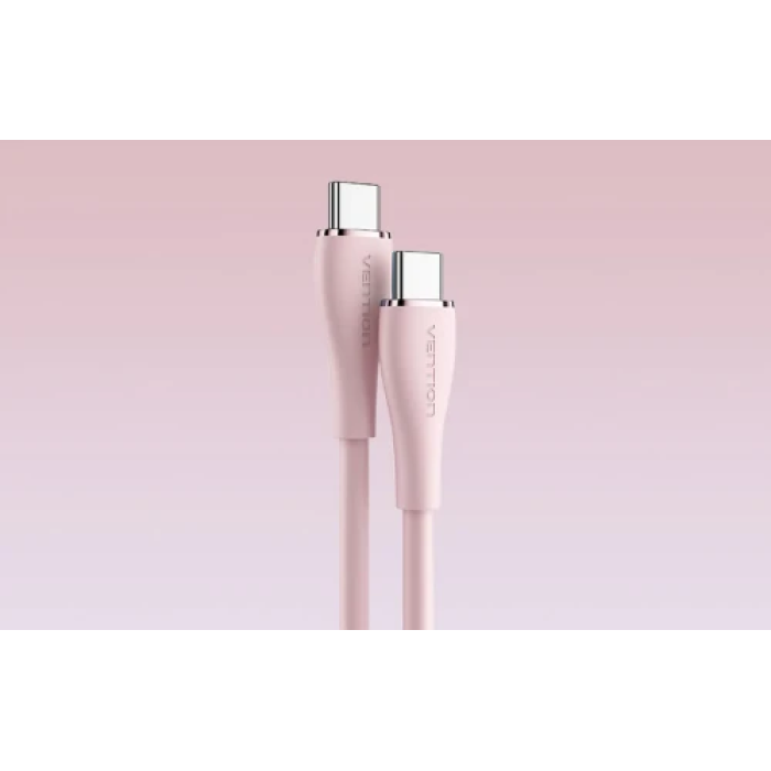 Кабель USB-C — USB-C Vention 1,5 м, 100 Вт, рожевий