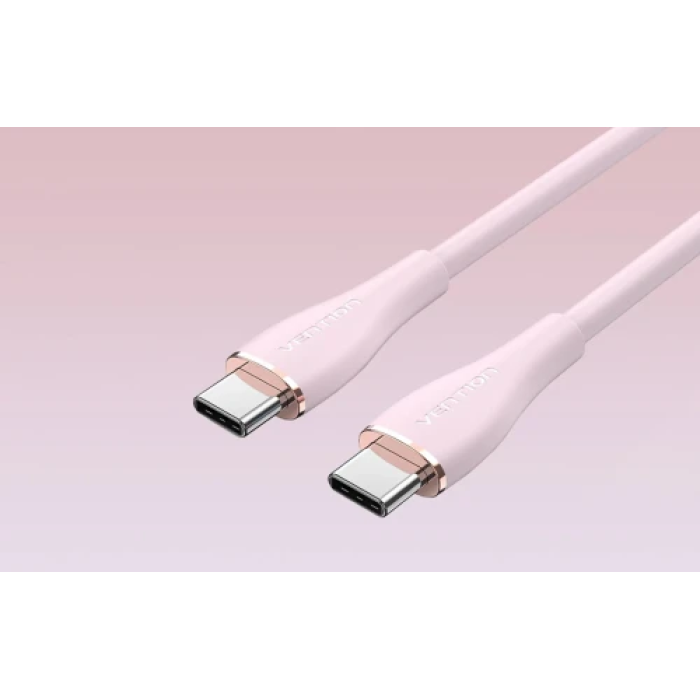 Кабель USB-C — USB-C Vention 1,5 м, 100 Вт, рожевий